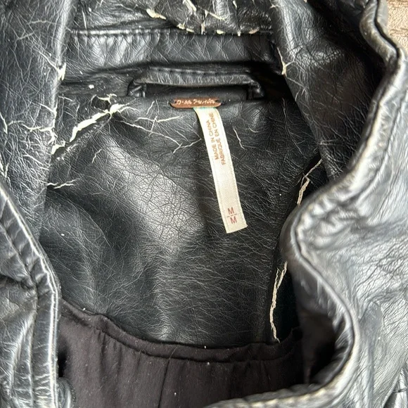GUC Free People Leather Jacket | Biker Moto Jacket | Black - Picture 3 of 7